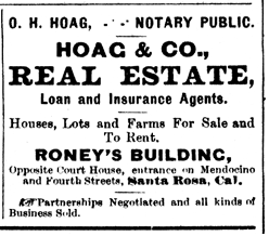 Ad from the 1884 Santa Rosa City Directory