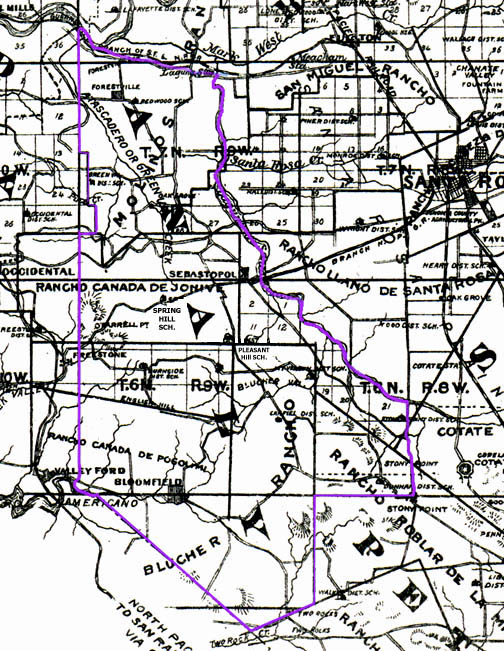 From 1898 Sonoma County Map