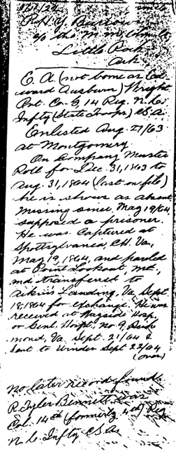 E. A. Wright's Civil War record